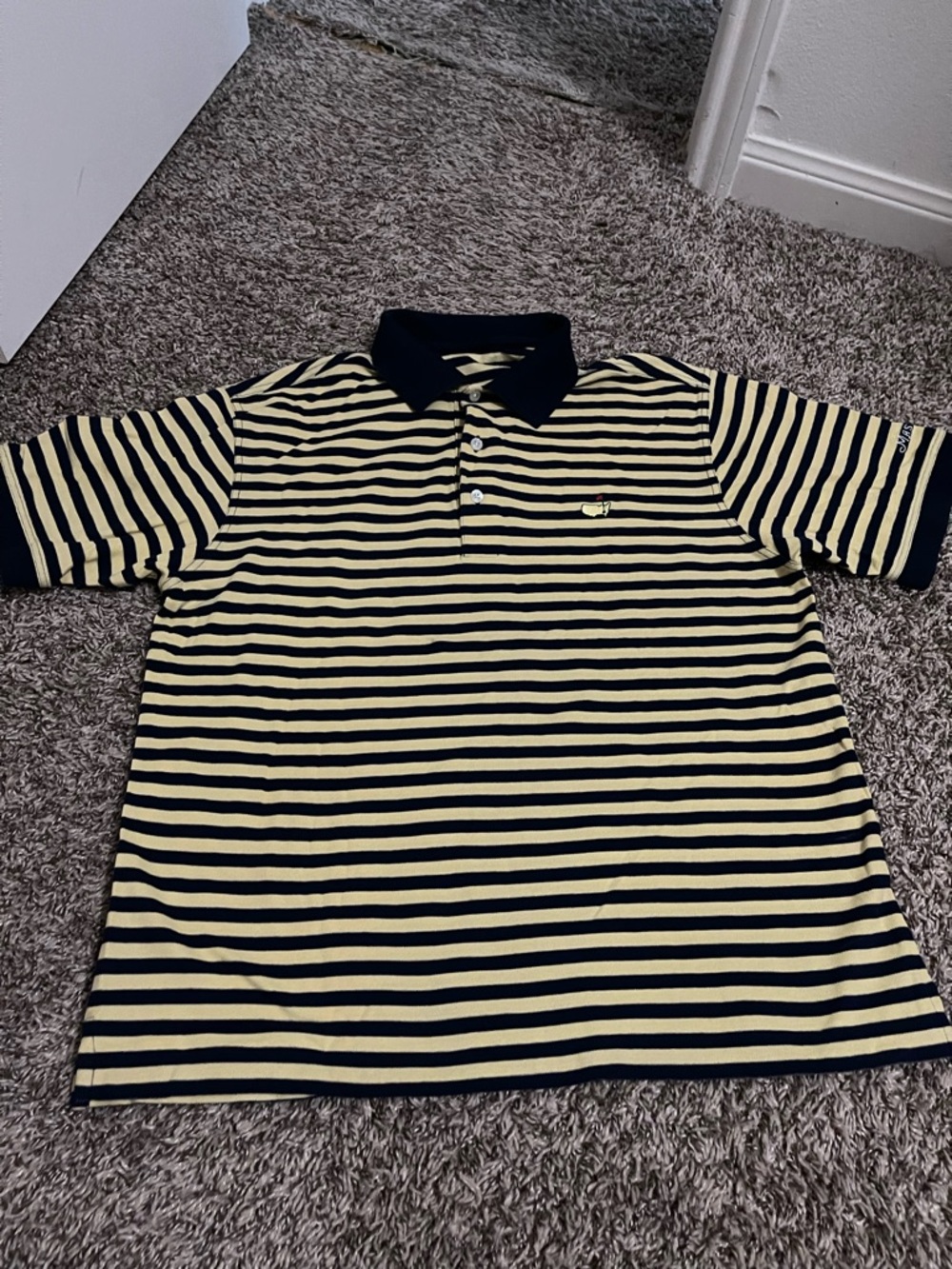 Men's Striped Polo Shirt in Navy and Cream